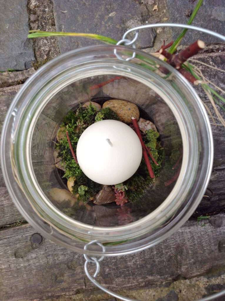 Upcycling Idee: Einmachglas als Kerzenhalter