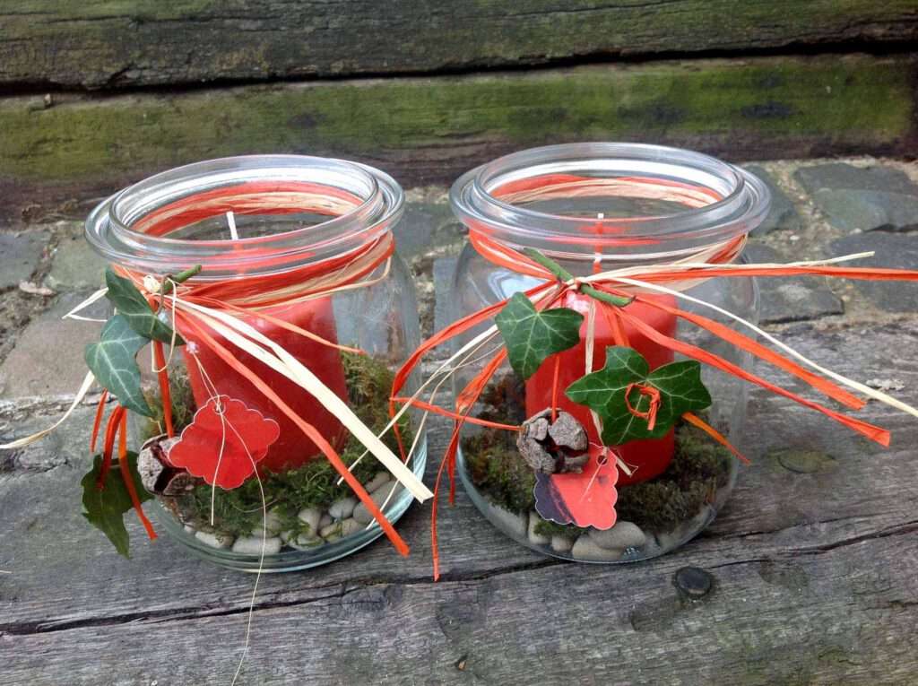 Upcycling Idee: Einmachglas als Kerzenhalter