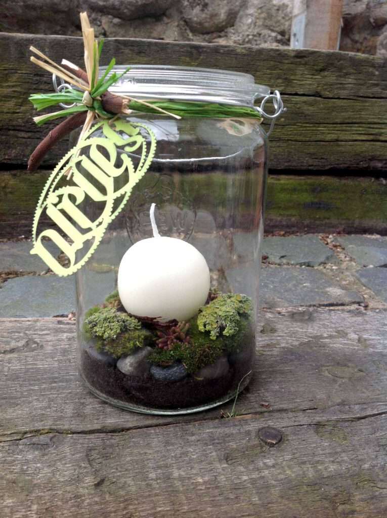 Upcycling Idee: Einmachglas als Kerzenhalter