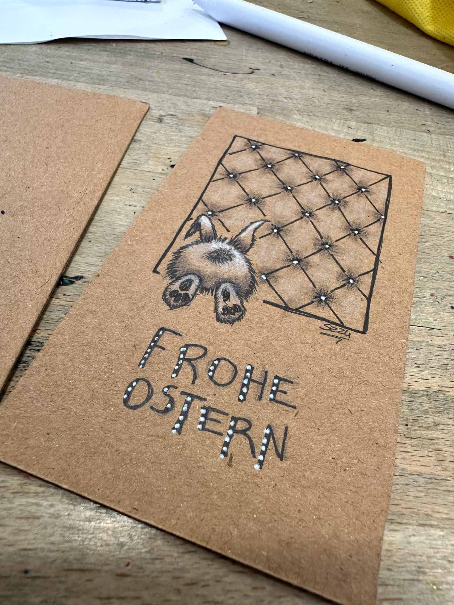 Schwarzweiße Osternkarte