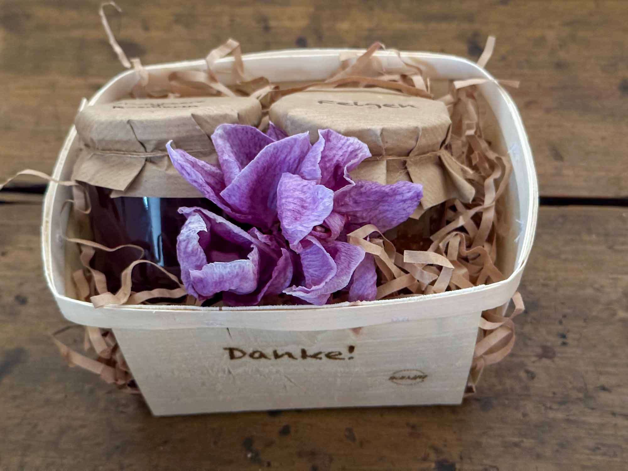 Verpackungsideen mit Holzkistchen aus dem Supermarkt