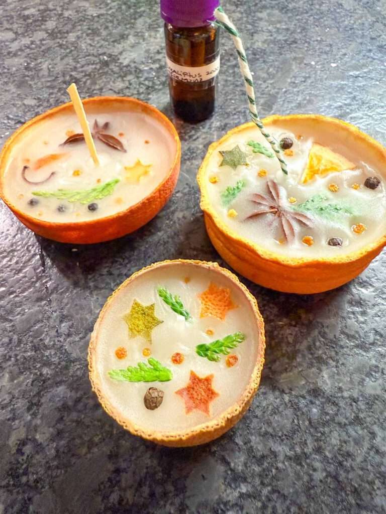 Teelichter aus Zitrusschalen