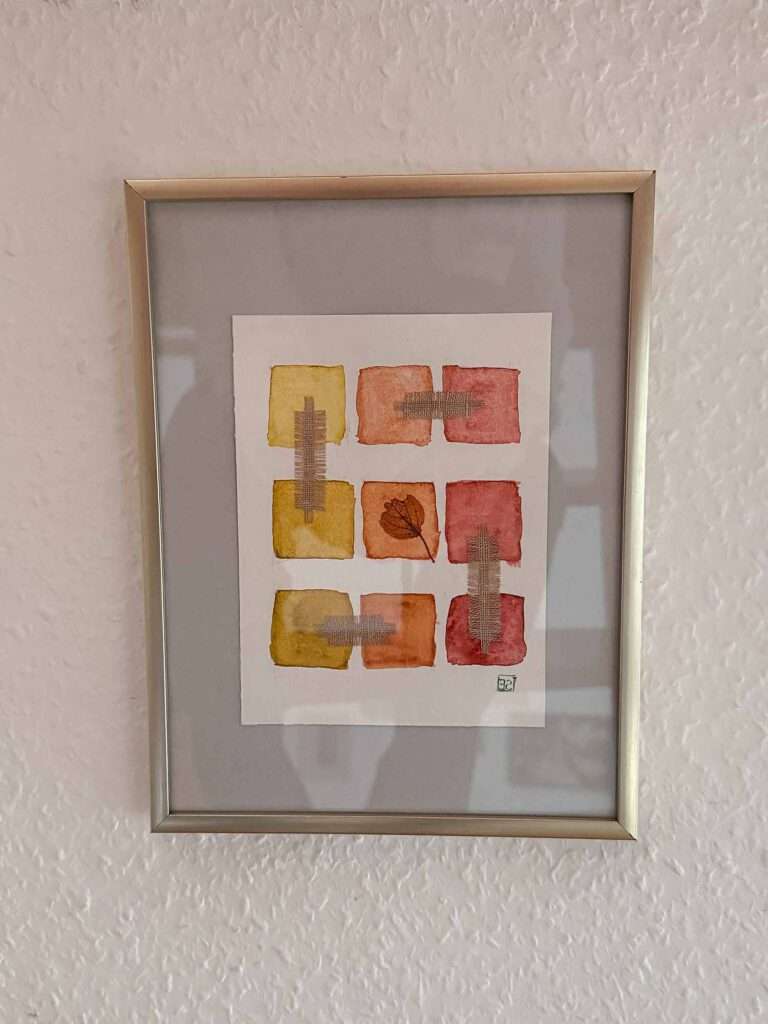 Kreative Ideen mit Herbstblättern, Stoff und aquarell: Wandbild